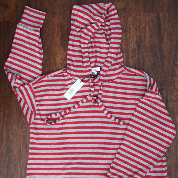 Michael Stars Tops - NWT Michael Stars Women’s Size M Red/Gray Striped Thermal Hoodie